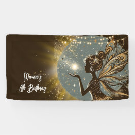 魔法妖精のシルエットで夜子供の誕生日 横断幕