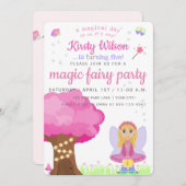 魔法妖精パーティー |ガールの誕生祝い 招待状 (正面/裏面)