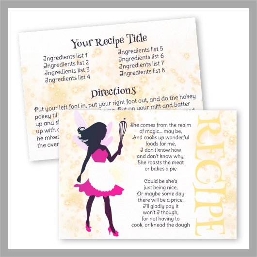魔法妖精料理ベーキングクックブックレシピカード 招待状