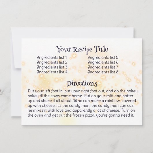 魔法妖精料理ベーキングクックブックレシピカード 招待状 (裏面)