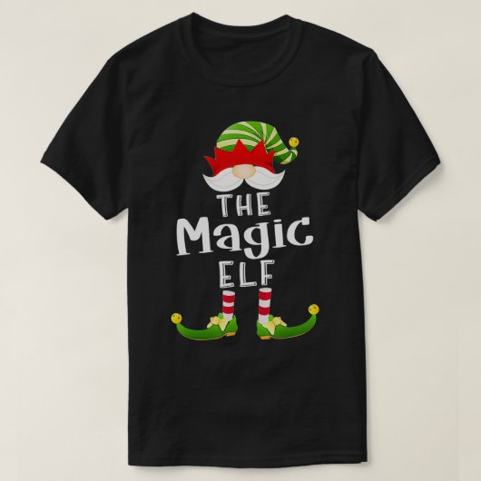 魔法小妖精や小人グループクリスマスおもしろいパジャマパーティー Tシャツ (デザイン正面)