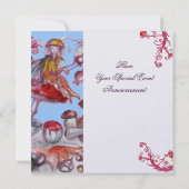 魔法小節、きのこブルーリボン男の赤ちゃんシャワー 招待状 (裏面)