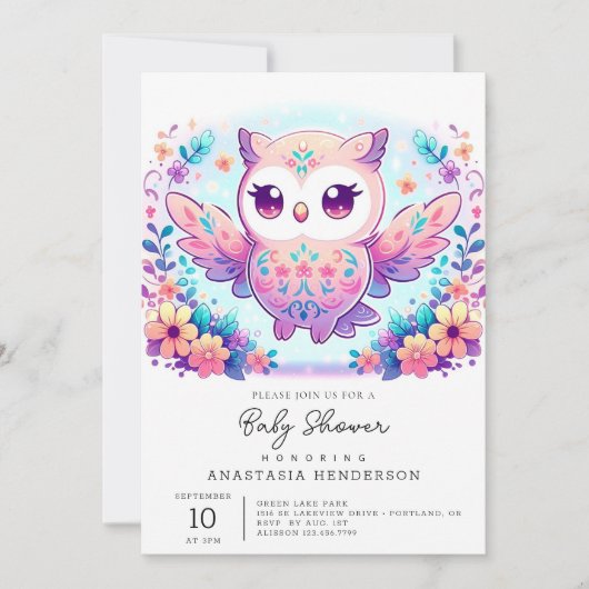 魔法少女フクロウ赤ちゃんシャワー 招待状 (正面)