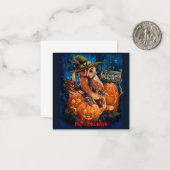 魔法帽子のフクロウとカボチャの仲間 ノートカード (正面/裏面インサイチュ)