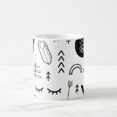 魔法手、月、民族柄。 コーヒーマグカップ (中央)