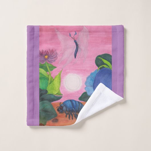 魔法昆虫蝶の変態イラストレーション ウォッシュタオル (ウォッシュタオル)