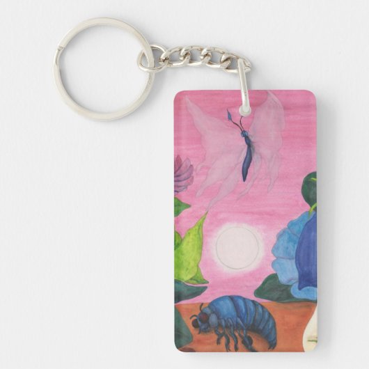 魔法昆虫蝶の変態イラストレーション キーホルダー (正面)