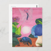 魔法昆虫蝶の変態イラストレーション ポストカード (正面/裏面)