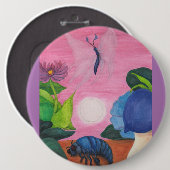 魔法昆虫蝶の変態イラストレーション 缶バッジ (正面&裏面)