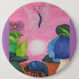 魔法昆虫蝶の変態イラストレーション 缶バッジ