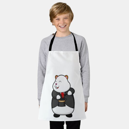 魔法杖と帽子でマジシャンとしてハムスター エプロン (着用した状態)