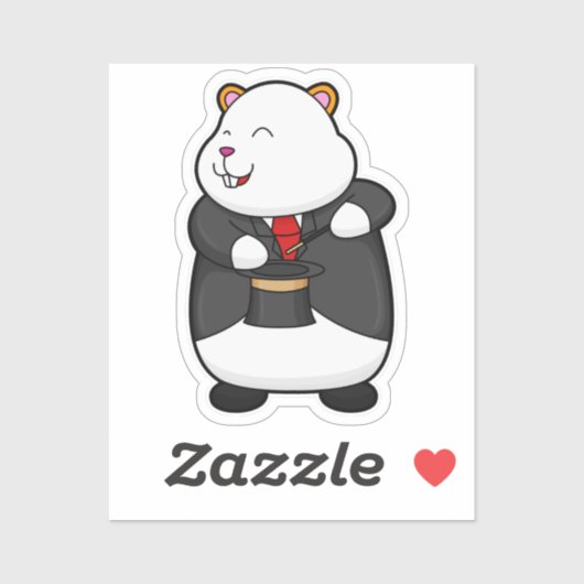 魔法杖と帽子でマジシャンとしてハムスター シール (シート)