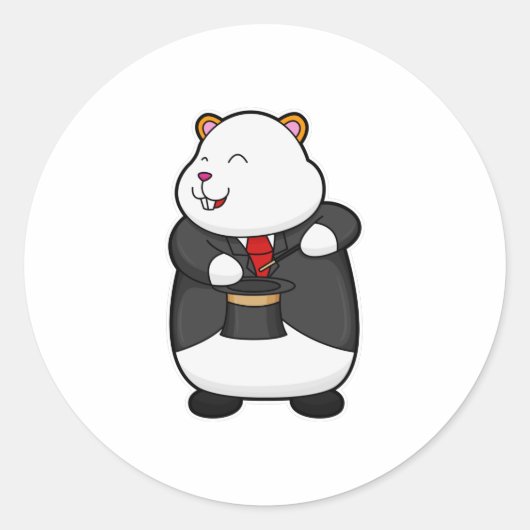 魔法杖と帽子でマジシャンとしてハムスター ラウンドシール (正面)