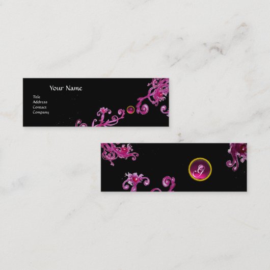 魔法果実モノグラムパープルピンク黒 スキニー名刺 (正面/裏面)