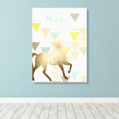 魔法毎日の金ゴールドユニコーン キャンバスプリント (インサイチュ (ウッドフロア))