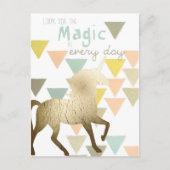 魔法毎日の金ゴールドユニコーン ポストカード (正面)