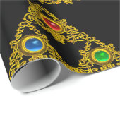 魔法比重タリスマン、黒金ゴールド三角形、宝石 ラッピングペーパー (ロールコーナー)