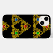 魔法比重タリスマン、黒金ゴールド三角形、宝石 Case-Mate iPhoneケース (裏面 (横))