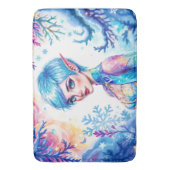 魔法氷小妖精や小人雪の森凍ってい童話 バスマット (正面縦)