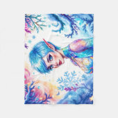 魔法氷小妖精や小人雪の森凍ってい童話 フリースブランケット (正面)