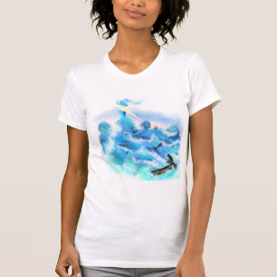 魔法海ウーマンTシャツブルーファンタジー絵画ズ Tシャツ