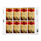 魔法渦巻き羊皮紙および赤色ワックスシールモノグラム ラベル (フルシート)