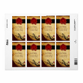 魔法渦巻き羊皮紙および赤色ワックスシールモノグラム ラベル (フルシート)