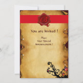 魔法渦巻き羊皮紙および赤色ワックスシールモノグラム 招待状 (裏面)