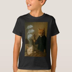 魔法猫のミーム猫の悪魔祓いマウス 楽しいファンタジーハム Tシャツ