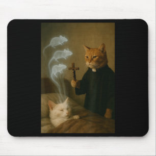 魔法猫のミーム 悪魔払いのネズミ 面白いファンタジーハムスター マウスパッド