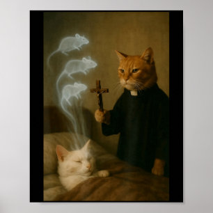 魔法猫のミーム 悪魔祓いのマウス 面白いファンタジーハumor ポスター