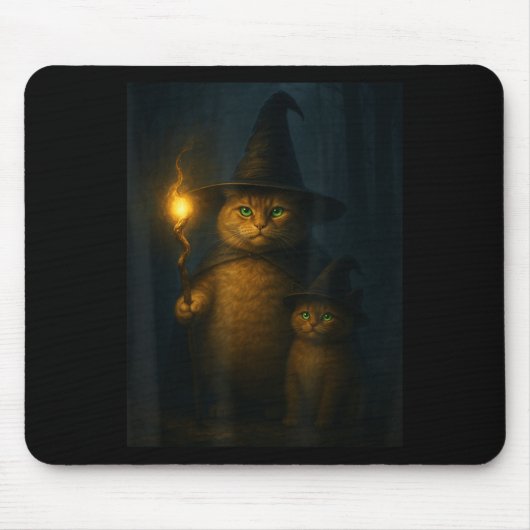 魔法猫 変な おもしろい ハロウィン 猫 メメ マウスパッド (正面)