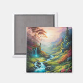 魔法白熱［赤熱］光を放つの森自然景観 マグネット (正面/裏面)
