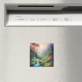 魔法白熱［赤熱］光を放つの森自然景観 マグネット (インサイチュ (食洗機))