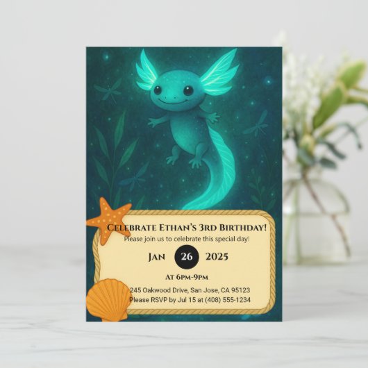 魔法白熱［赤熱］光を放つの水中誕生日の軸外 招待状 (スタンド正面)