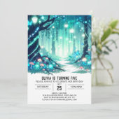 魔法白熱［赤熱］光を放つウッドランドデジタル誕生日 招待状 (スタンド正面)