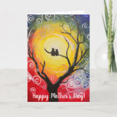 魔法空の母の日の下の木の中の2つのフクロウ シーズンカード (正面)