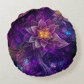 魔法紫の輝く花 ラウンドクッション (裏面)