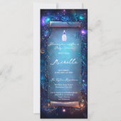 魔法紫の魅惑の森のスクロール赤ちゃんシャワー 招待状 (正面)