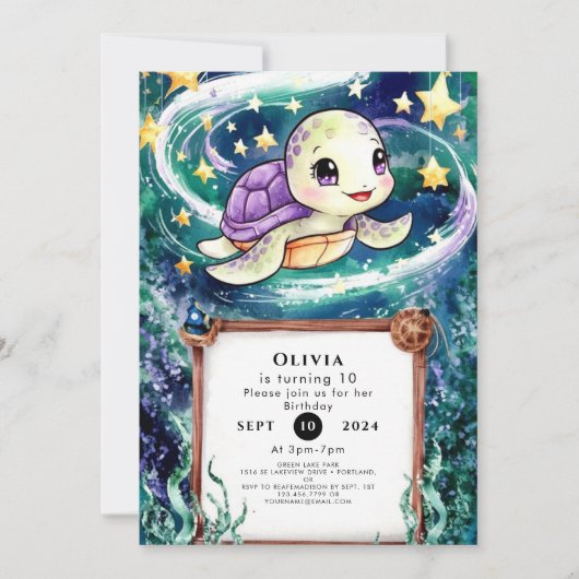 魔法航海ののキッズカメ誕生日 招待状 (正面)