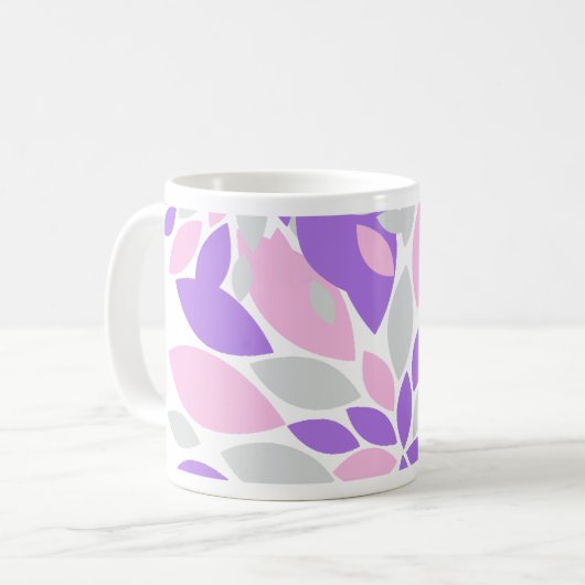 魔法花びら紫色の花 コーヒーマグカップ (正面左)