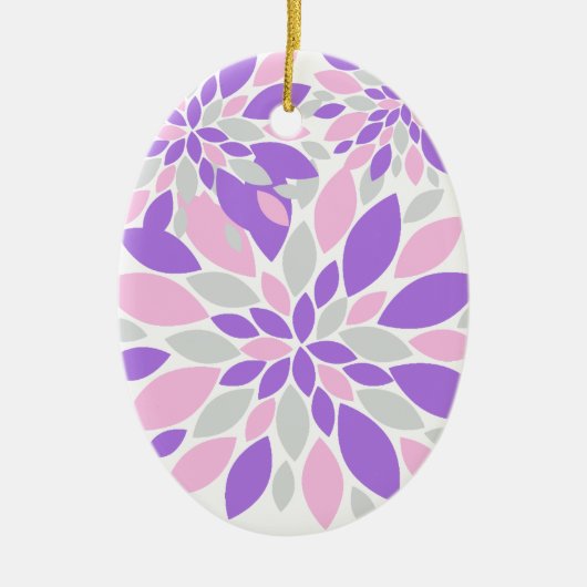 魔法花びら紫色の花 セラミックオーナメント (正面)