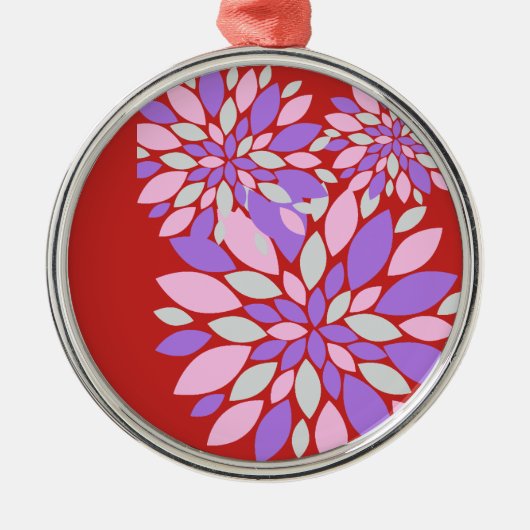 魔法花びら紫色の花 メタルオーナメント (正面)