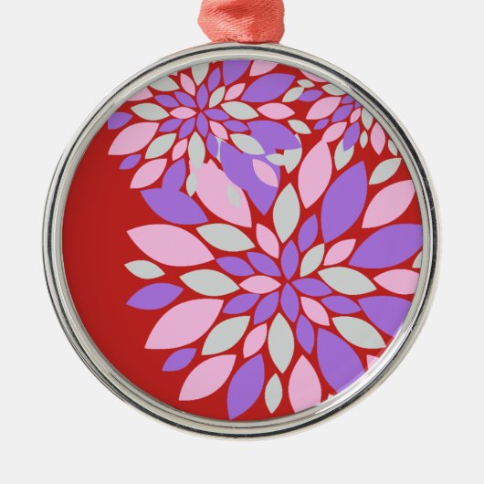 魔法花びら紫色の花 メタルオーナメント (正面)