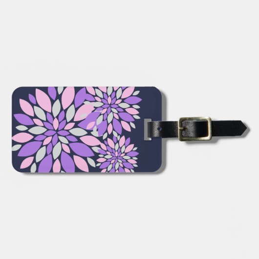 魔法花びら紫色の花 ラゲッジタグ (正面横)