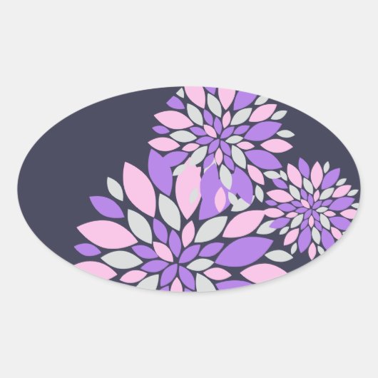 魔法花びら紫色の花 楕円形シール (正面)