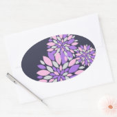 魔法花びら紫色の花 楕円形シール (封筒)