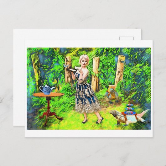 魔法茶パーティーファンタジー園動物 ポストカード (正面/裏面)