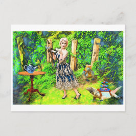 魔法茶パーティーファンタジー園動物 ポストカード