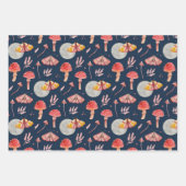 魔法蛾とキノコのパターン。ウッドランドナイト ラッピングペーパーシート (正面2)